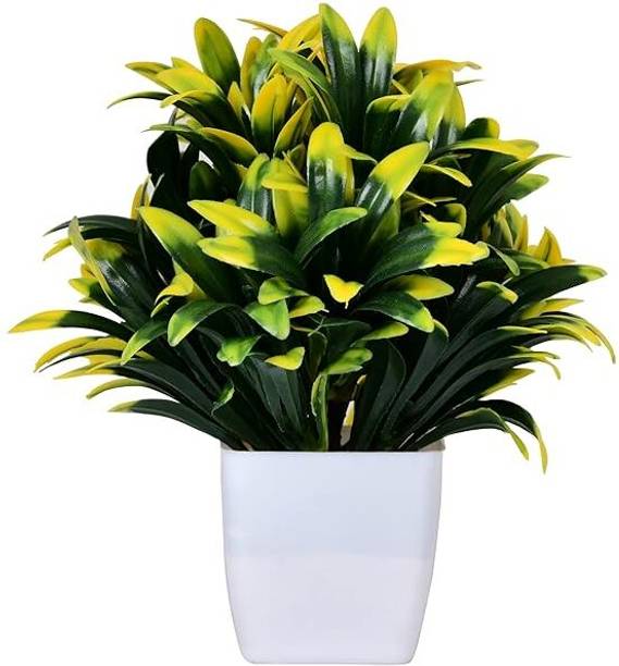 Ukv collection long leaf atificial flower Green Wild Flower Artificial Flower  with Pot