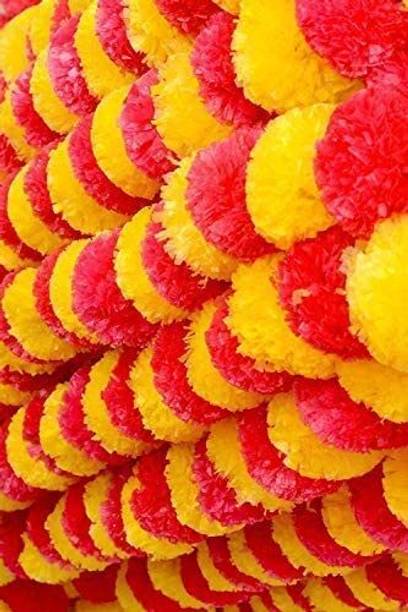 TOYXE Yellow, Pink Marigold Artificial Flower