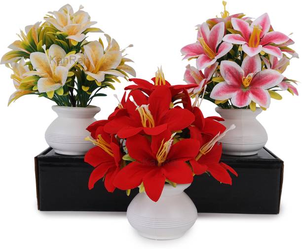KanRaj Set of 3 Premium Quality Bonsai Wild Artificial Plant with Pot Artificial Plants Wild Artificial Plant  with Pot
