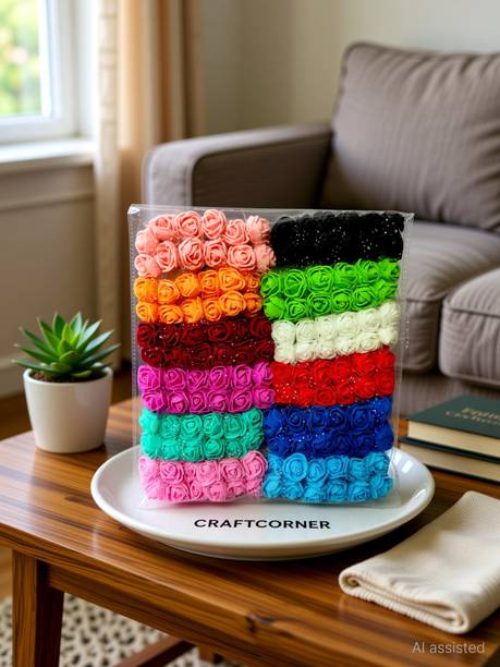 CRAFTCORNER Multicolor Rose Artificial Flower