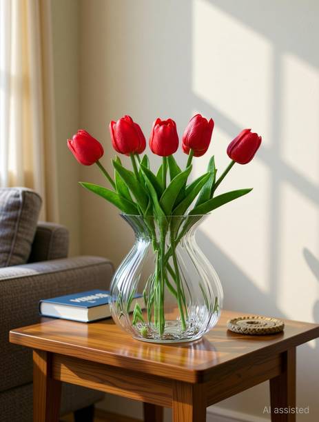 VENSA KINS Artificial Tulip Bunch Red Tulips Artificial Flower