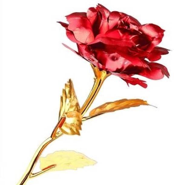 BELLS GIFTS BG_REDROSE Red, Gold Rose Artificial Flower