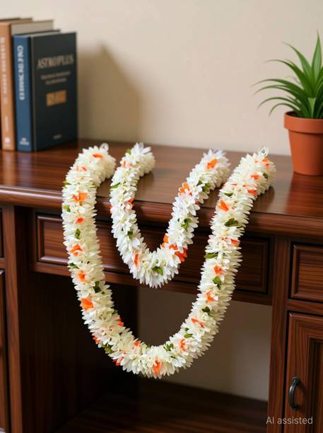 ASTRO PLUS Gurram Multicolor Handmade Garland flower Mala Combo 22 & 14 Inches White Lily Artificial Flower