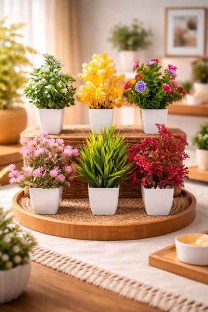 flowerwala Multicolor Wild Flower Artificial Flower  with Pot