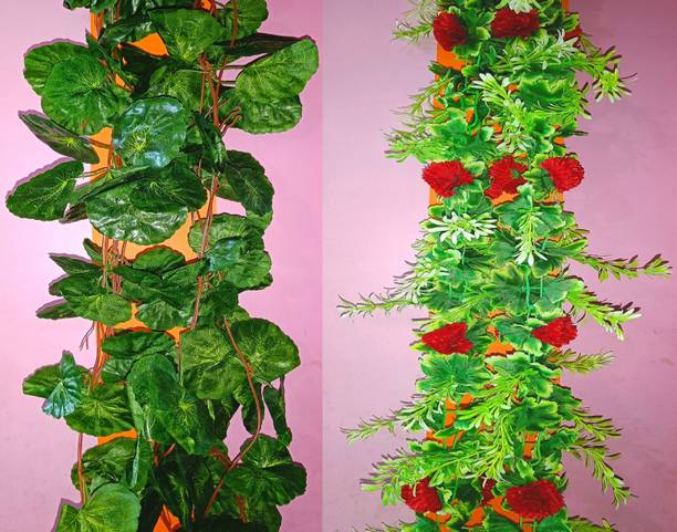 Dynamic Retail Global Artificial Hanging Flowers Plant Garlands Chain for Home Decoration AM36 Green Dahalia Artificial Flower