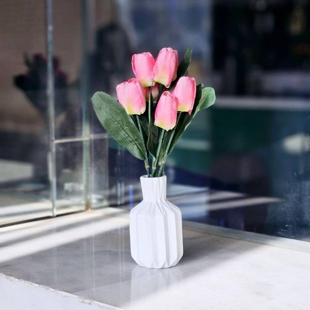 Satyam Kraft 1 Bunch Artificial Tulip Lily Bunch Flower Sticks for Home,Bouquet,Wedding Decor Clear Tulips Artificial Flower
