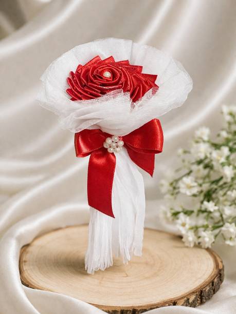 Decorative dreams Artificial Bouquet flower Red Rose Artificial Flower