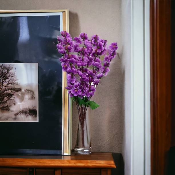Oak Leafs Artificial cherry blossom Flowers for Home Decoration (ONLY BUNCH) Purple Cherry Blossom Artificial Flower
