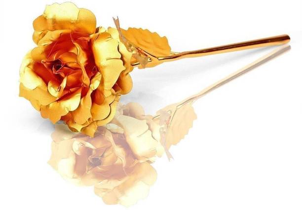 ASHIRWAD Golden Foil Rose Valentine Gift Showpiece (Gold Plated, Gold) Gold Rose Artificial Flower