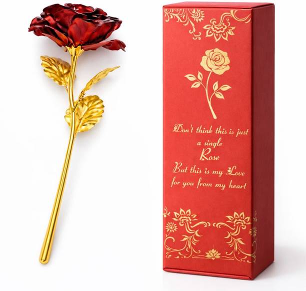 Tinyshiny Gold Foil Red Rose Best Gifts Valentine's Day Thanksgiving Birthday Red Rose Artificial Flower