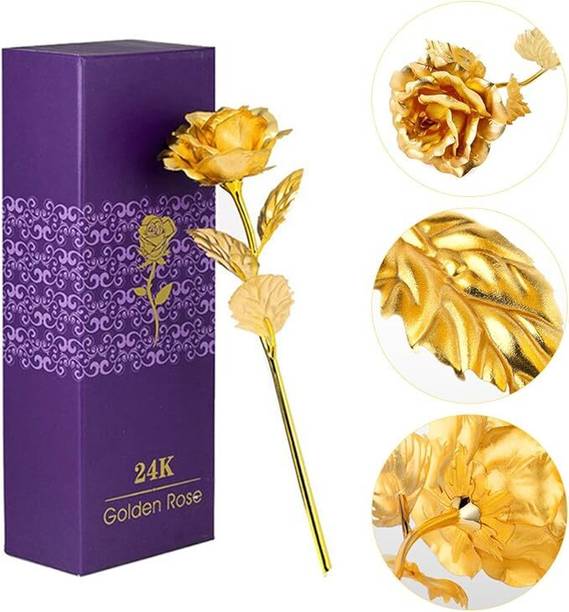 MORZI Artificial Rose Flower, 24K Gold Eternity Rose for Mom from Daughter/Son Gold Rose Artificial Flower