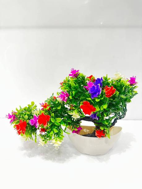DEY DECOR FLOWER BONZAI-125 Multicolor Tulips Artificial Flower with Pot