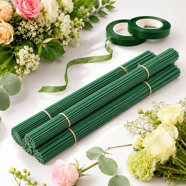 SHOPIVAAN 2mm Artificial Flower Stick, Extra Long Floral Stem Wire For Craft, Decor- Green, Steel Cherry Blossom, Daisy, Dried Sticks, Lily, Rose, Sunflower, Tulips, Gerbera, Lavender Artificial Flower