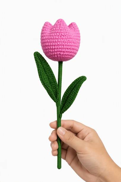 NEtives Crochet Tulip Flower Pink, Red, White Tulips Artificial Flower
