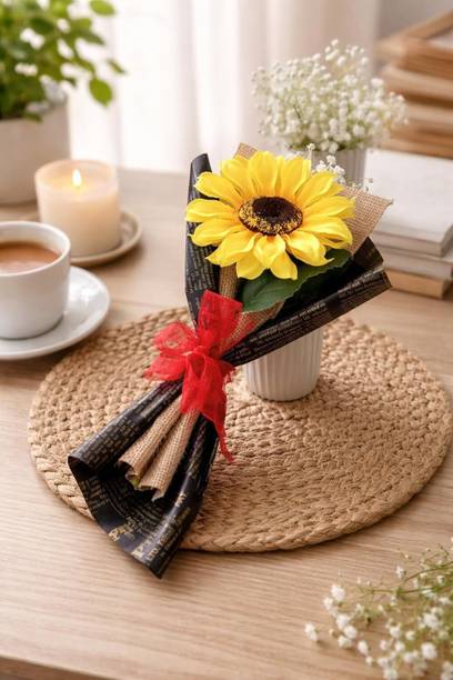 prajna 1 Pcs Artificial Sunflower Flower Bouquet Flowers for Him/Her Gift Yellow Rose Artificial Flower