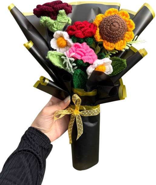 Aagaz Handmade Multicolor Daisy, Rose, Sunflower Artificial Flower