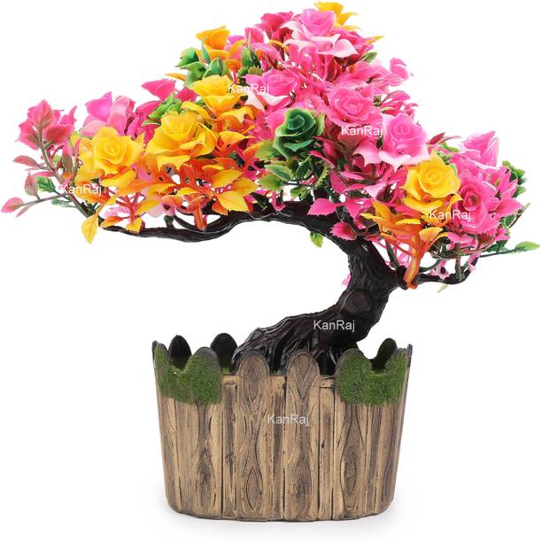 HOF DECO Multicolor Wild Flower Artificial Flower  with Pot