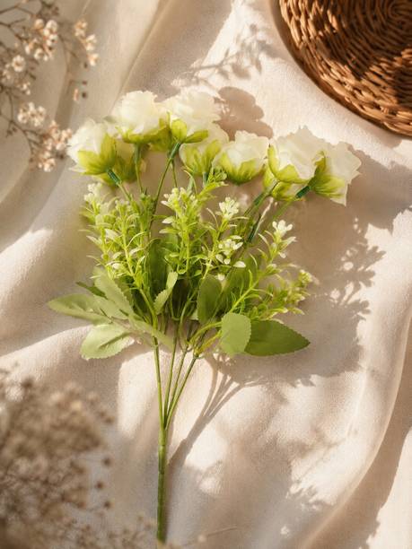 sshubham traders White Rose Bunch of 10 Flower White Rose Artificial Flower