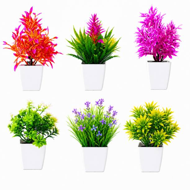 junak Set of 4 Multicolor Wild Flower Artificial Flower with Pot Multicolor Wild Flower Artificial Flower  with Pot