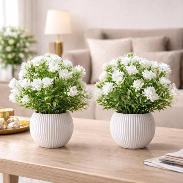 bajrangi store White Anthurium Artificial Flower  with Pot