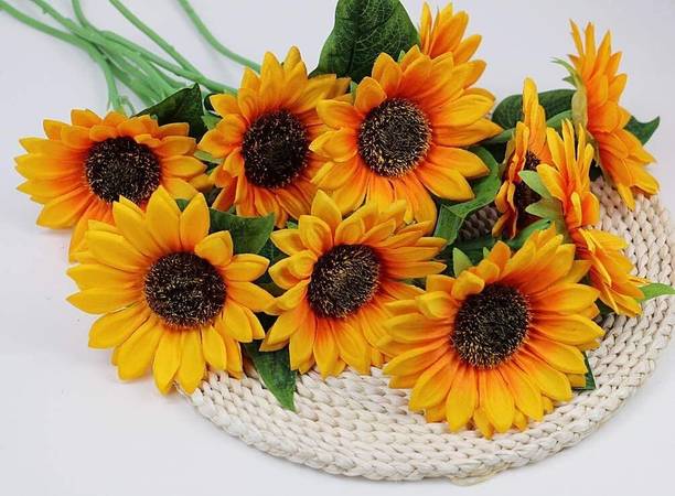 SHREESHYAM sunflower stick Yellow Sunflower Artificial Flower