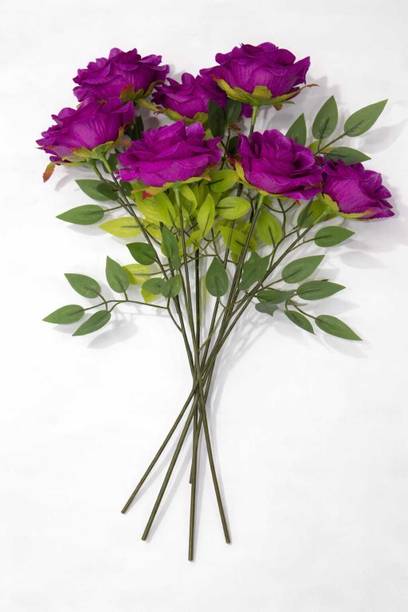 S-बिव Artificial Flowers Bunchs for Pot And Home Decoration बैंगनी गुलाब का फूल नक़ली फूल