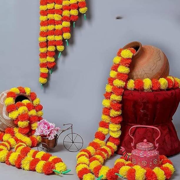 TOYXE Orange, Yellow Marigold Artificial Flower