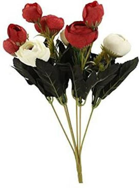 SellPlus Red, White Peony Artificial Flower
