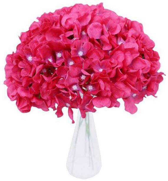 Blossom Bliss Artificial Hydrangea Flower Stick for Home & Vase Decoration | Soft Silk Bloom Pink Hydrangea Artificial Flower