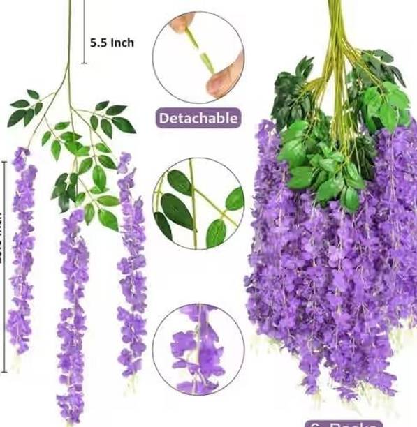 R.M. INDUSTRIES Premium Artificial Wisteria Hanging Flower Purple Westeria Artificial Flower