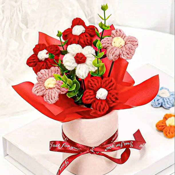 Ekhasa Cherry Blossom Crochet Bouquet | Handmade Woolen Flowers for Gifting Multicolor Cherry Blossom Artificial Flower