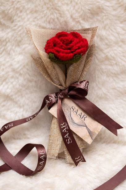 SAARforyou SAAR Crochet Red Rose Red Rose Artificial Flower