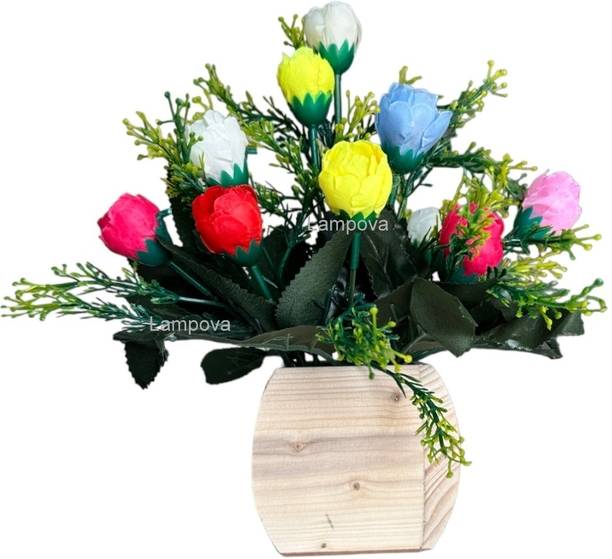 Lampova for Gift Décor & Art Projects – Elegant and Lifelike Arrangements Multicolor Westeria Artificial Flower  with Pot
