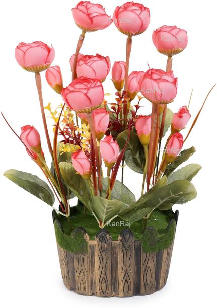 HOF DECO Pink Tulips Artificial Flower  with Pot