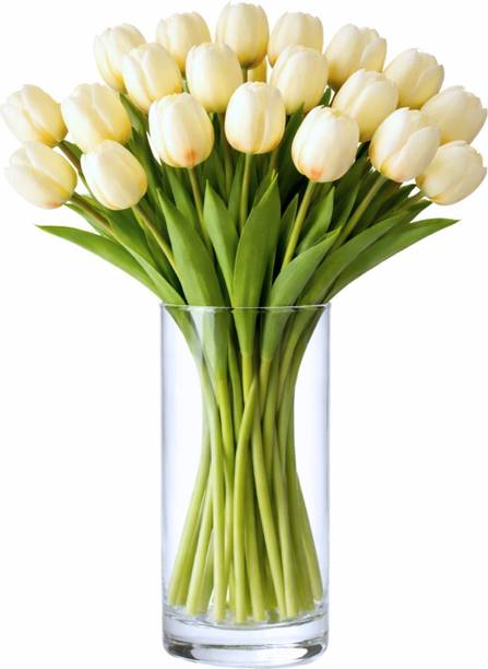Pink Olive Tulip Bunch for Vase & Home Decorations,Corner Table White Tulips Artificial Flower