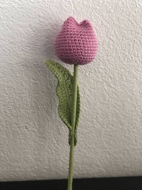 Nidhi Pink Tulip single crochet bouquet Pink Tulips Artificial Flower