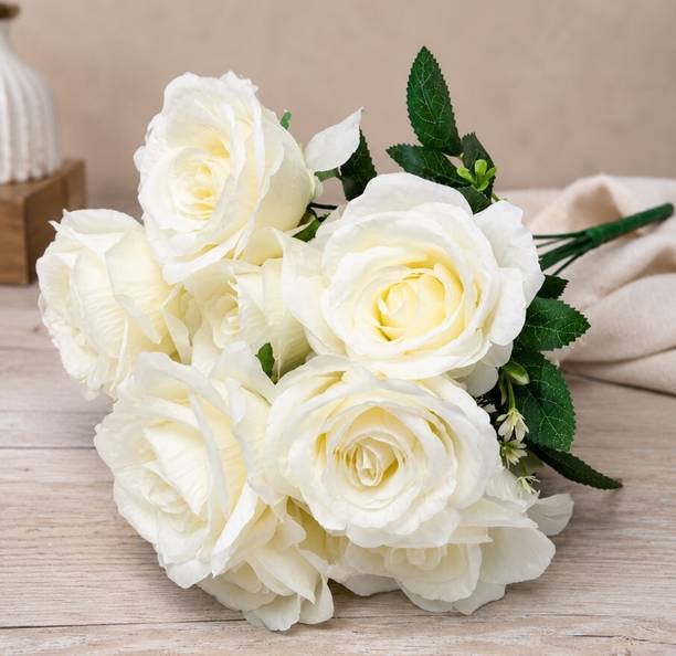 SINGH HELT Reusable Artificial White Rose Bouquet White Daisy Artificial Flower