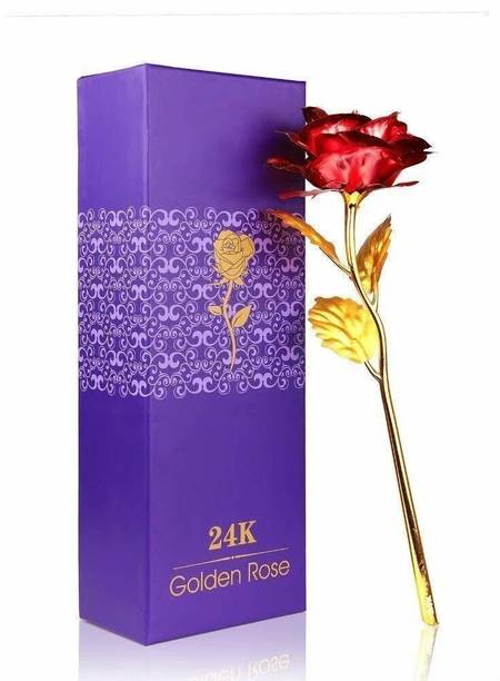 Daissy Raise RealLook Bloom Red, Gold Rose Artificial Flower