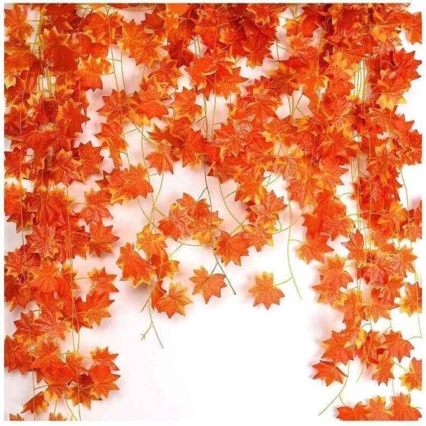 well art gallery Artificial Hanging Maple Leaf Bail/Creeper for Decor, 6 PACK (90 Inches, Orange) Orange Wild Flower Artificial Flower