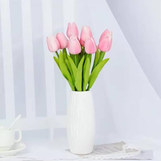 CosaCentrum Artificial Tulip Flowers for Home Décor & Vase Decoration, 32 cm Pink Tulips Artificial Flower