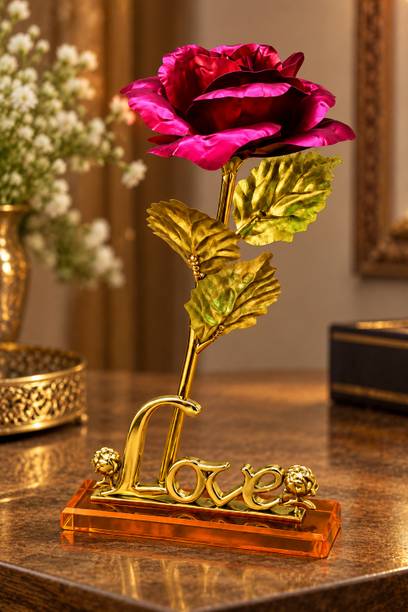 GJ Artificial Rose with Love Stand for Home, Bedroom, Office & Table Decor Multicolor Rose Artificial Flower