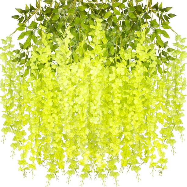well art gallery Well Art Gallery Artificial Flower Wisteria Hanging Vine for Home Decoration Green Westeria Artificial Flower