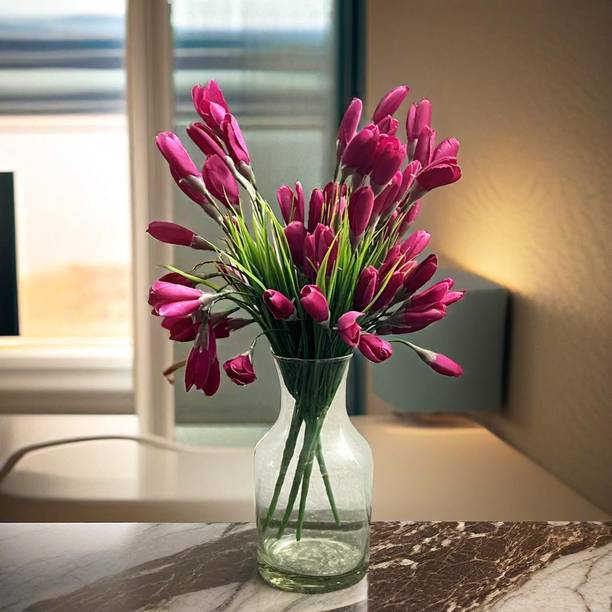 अकार Akaar Decor Artificial Tulip Bunch in Wine Color (Pack of 2) मैरून ट्यूलिप नक़ली फूल