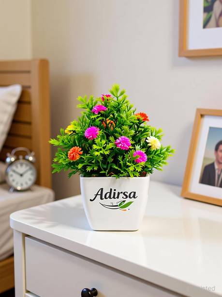 ADIRSA artificial flowers Stylish Looking Mix Color Decorative Piece Rose Flower Set Multicolor Wild Flower Artificial Flower  with Pot
