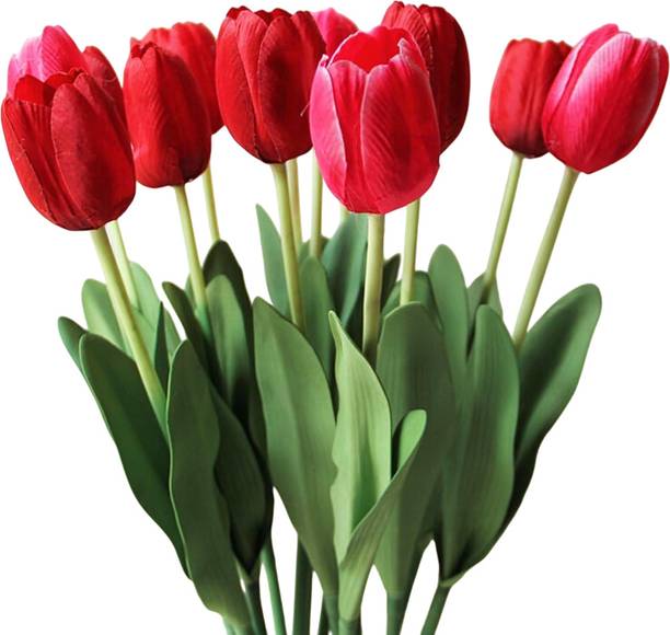 De Gardenia De Gardenia Artificial Tulip Sticks – 13.5 Inch Red Tulips, Red Tulips Artificial Flower