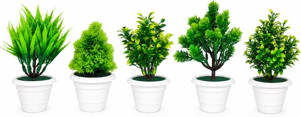 CRUNCH BUSKET Artificial Green Bonsai Plant Green Cherry Artificial Flower