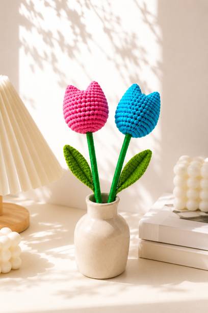MariyaHandmade Handmade Crochet Tulip Flower Set Multicolor Tulips Artificial Flower