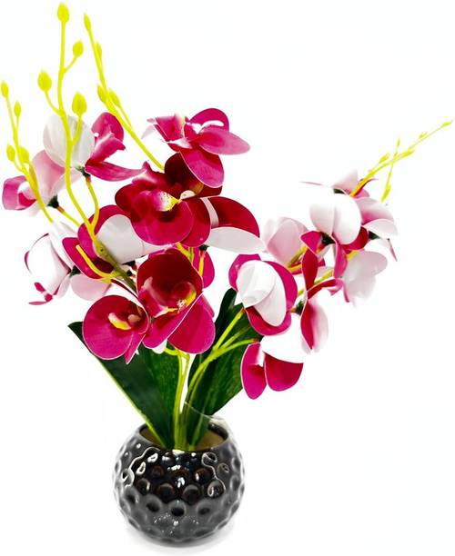 DEY DECOR CERAMIC FLOWER 5-127 Multicolor Tulips Artificial Flower with Pot