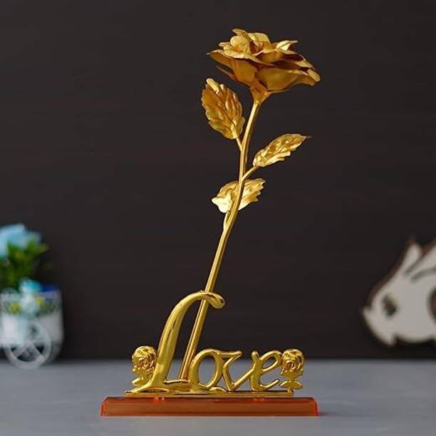 PRIDE STORE Golden Rose Love Stand Valentines Day Gifts Gold Rose Artificial Flower
