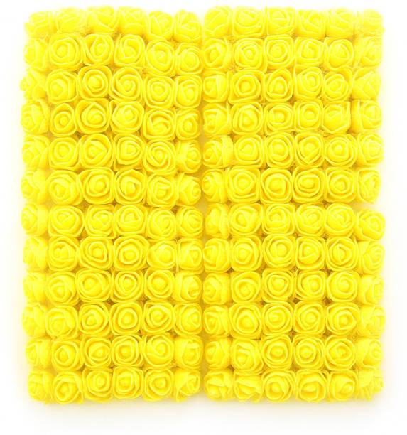TGS Mini Foam Roses Artificial Flowers for Crafts, Decoration & Gift Wrapping Yellow Rose Artificial Flower